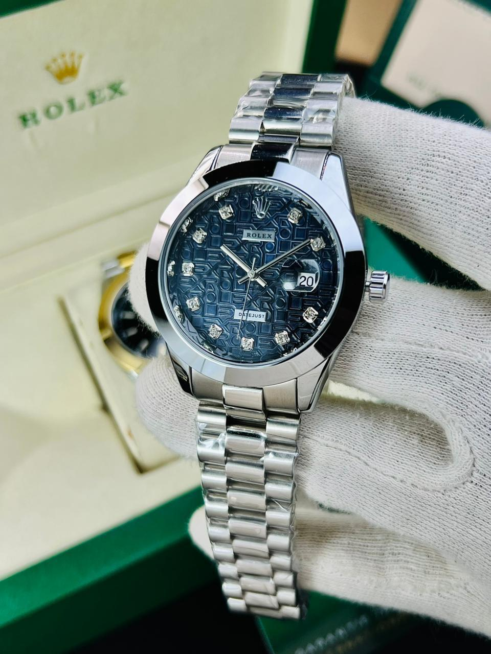 Luxury Black Dial Men’s Watch – Premium Silver Stainless Steel Chain Watch