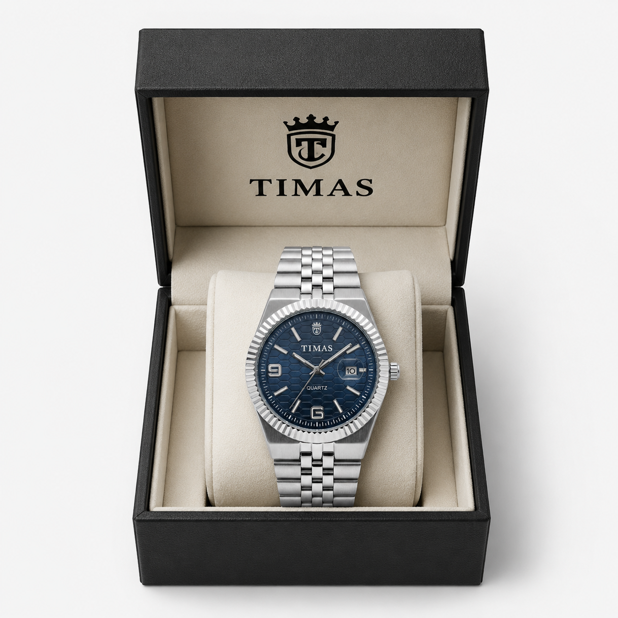 TIMAS Luxury Blue Dial Quartz Watch