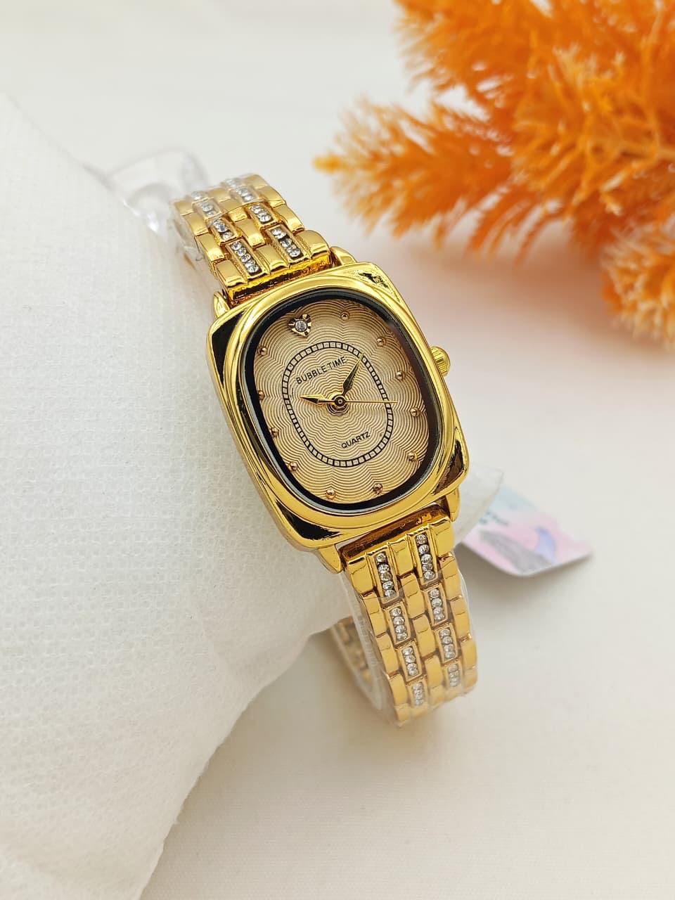 Luxury Gold Women’s Watch – Elegant Diamond Bracelet Quartz Wrist Watch