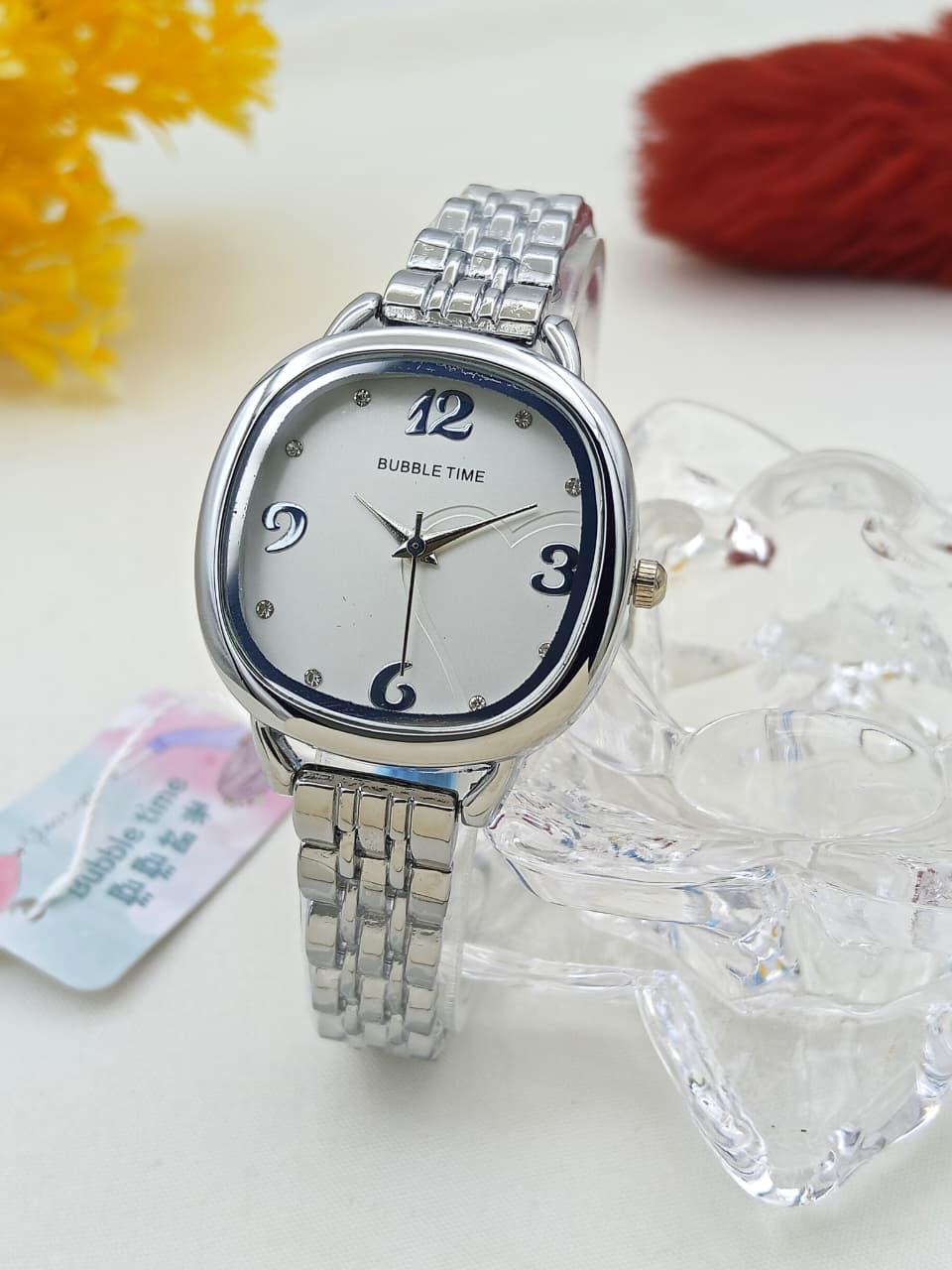 Elegant Silver Women’s Watch – Stylish Stainless Steel Bracelet Wrist Watch