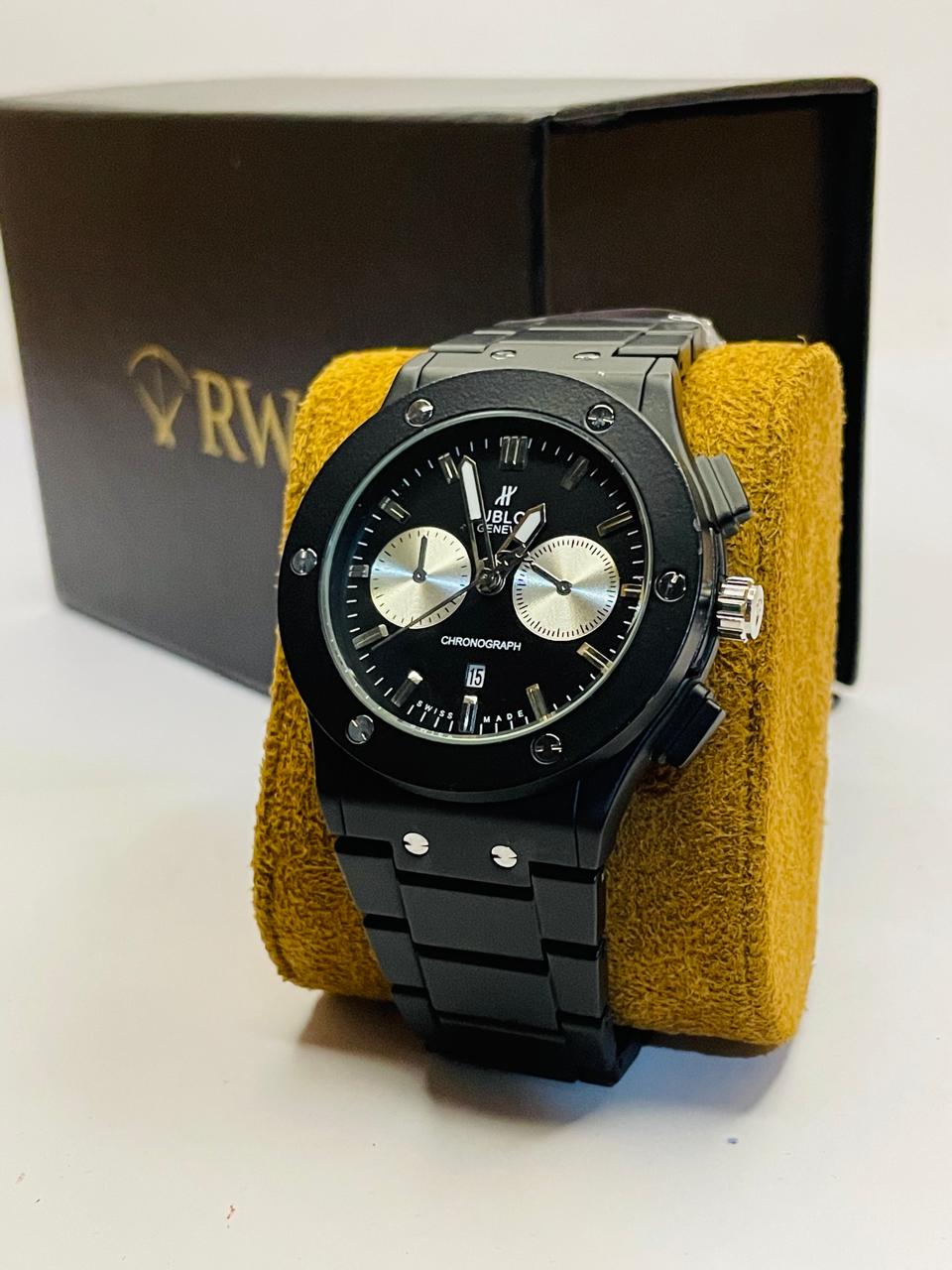 luxury men black chain watch