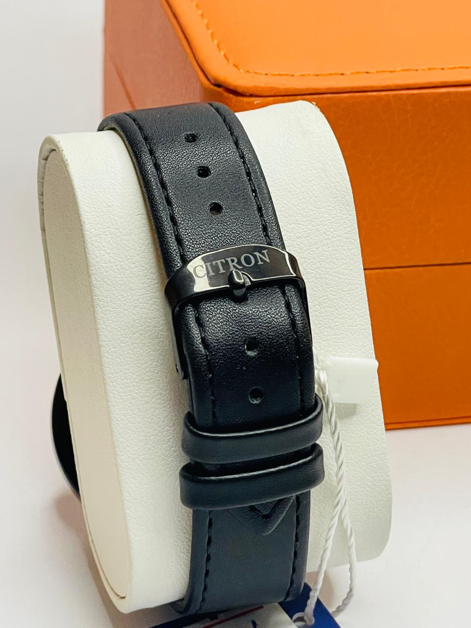 Citron Full Black Slim Men's Watch | Premium Leather Strap Luxury Timepiece | RWC Pakistan