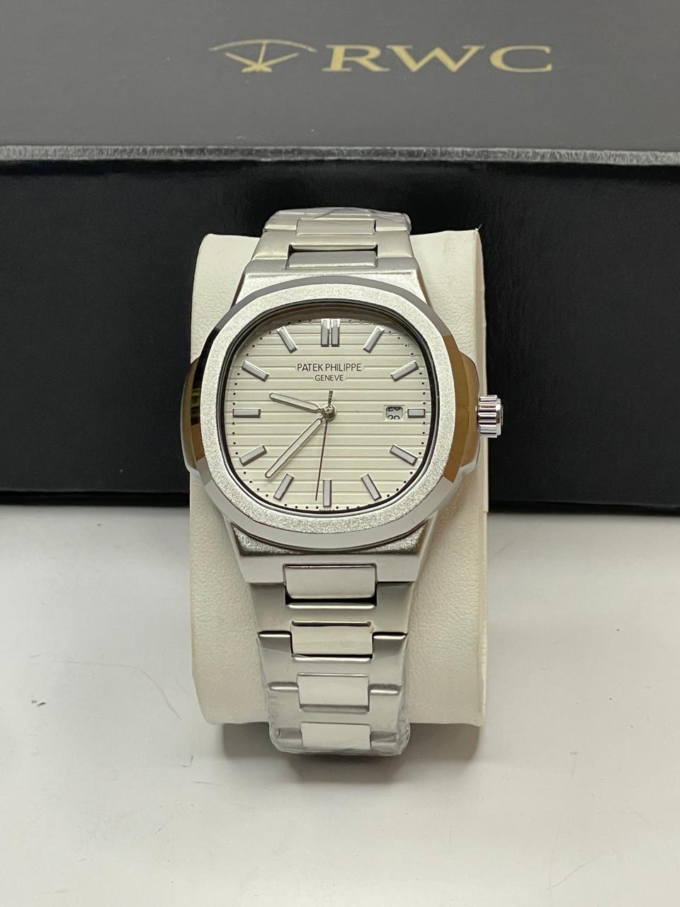 Patek Philippe Men's Chain Watch | Premium Silver Stainless Steel Luxury Timepiece | RWC Pakistan