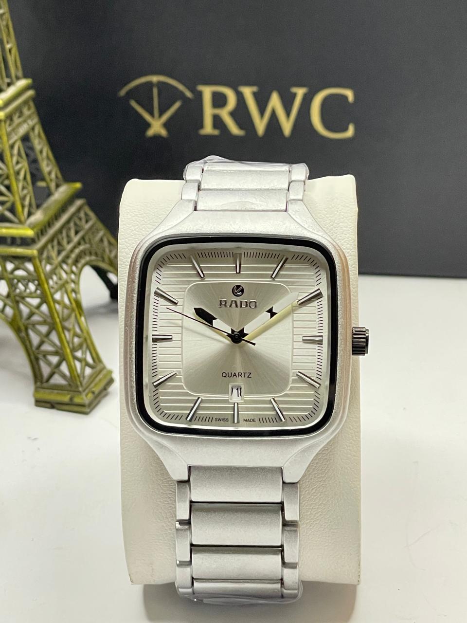 Rado Matte Silver Square Dial Men's Watch | Metal Chain | RWC Pakistan